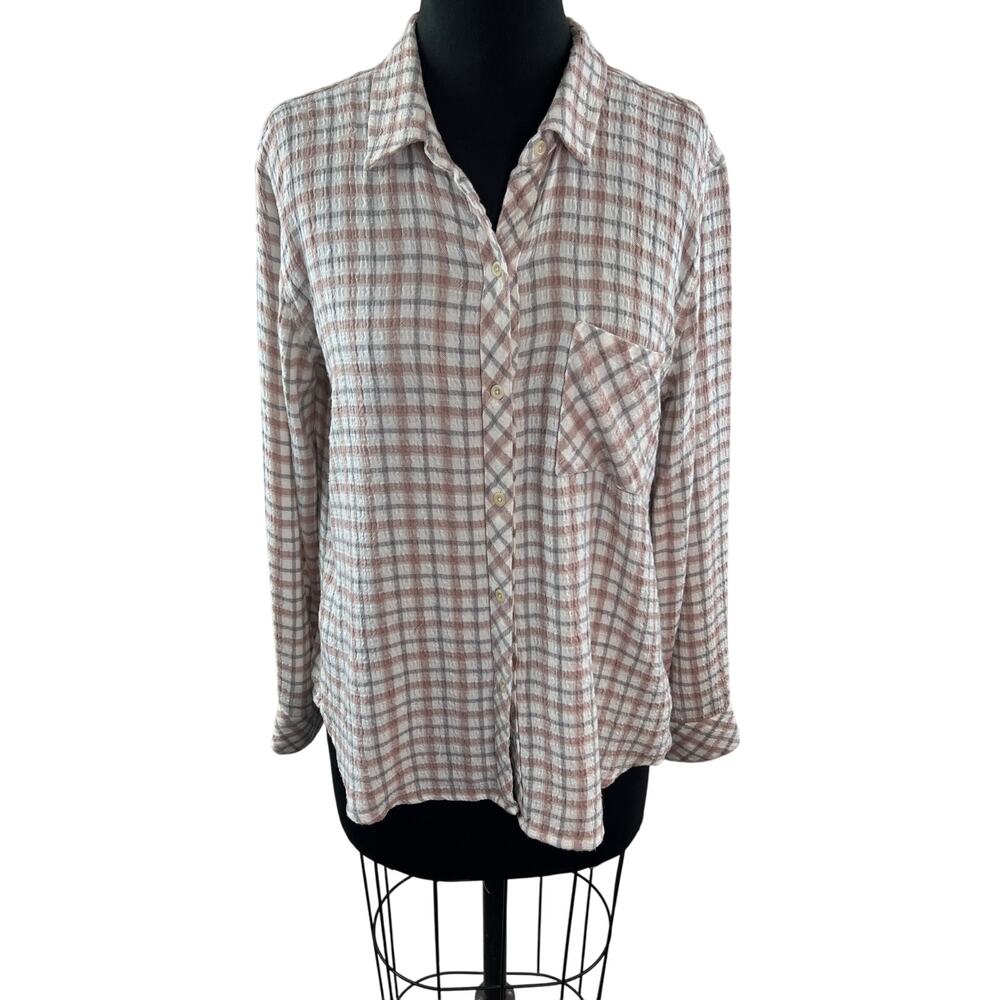 RAILS Brady Shirt Powder Steel Blush Button Down Long Sleeve Chest Pocket Sz M